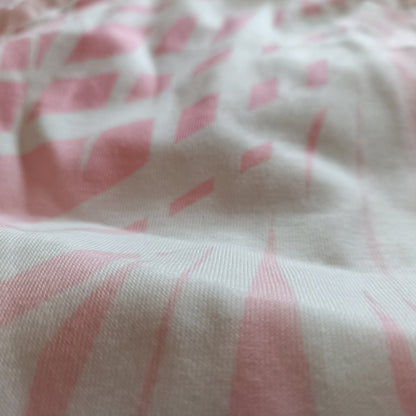 Pink Long Sleeve V Neck T Shirt with Palm Frond Design