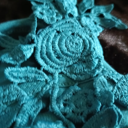Jade Green Asymmetric Off the Shoulder Lace Strap Blouse/Top