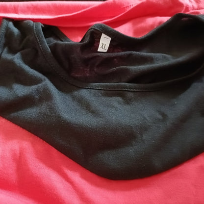 Red and Black Cold Shoulder Top