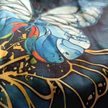 Blue Ombre Butterfly Top with Handkerchief Hem Top
