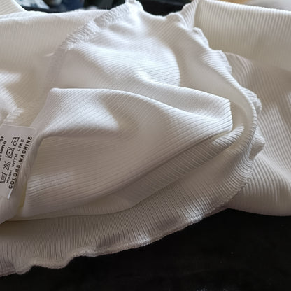 Cream Jumper with Outer Seam Detail, Ruffle Collar and Sleeves