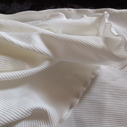 Cream Jumper with Outer Seam Detail, Ruffle Collar and Sleeves