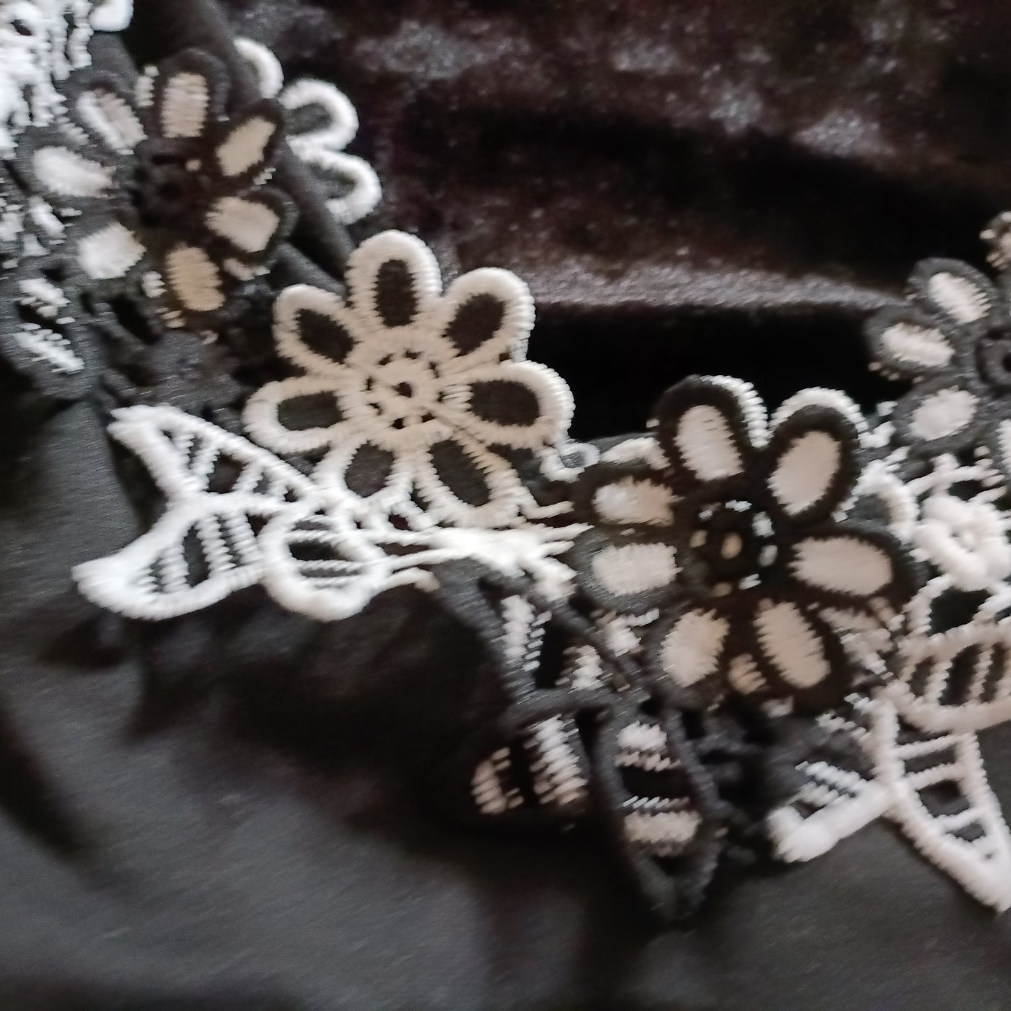 Short Black Dress with Lace Flower Straps