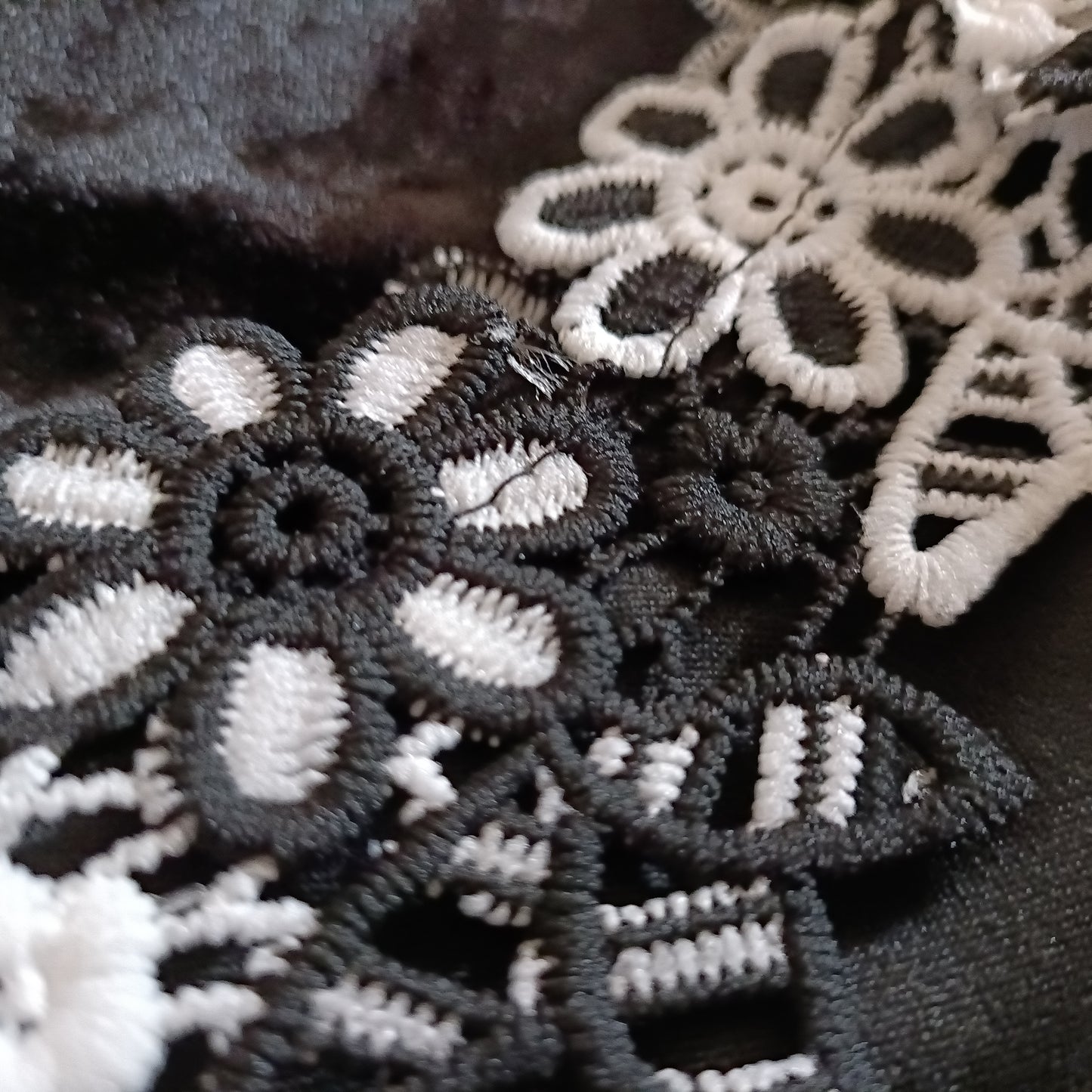 Short Black Dress with Lace Flower Straps