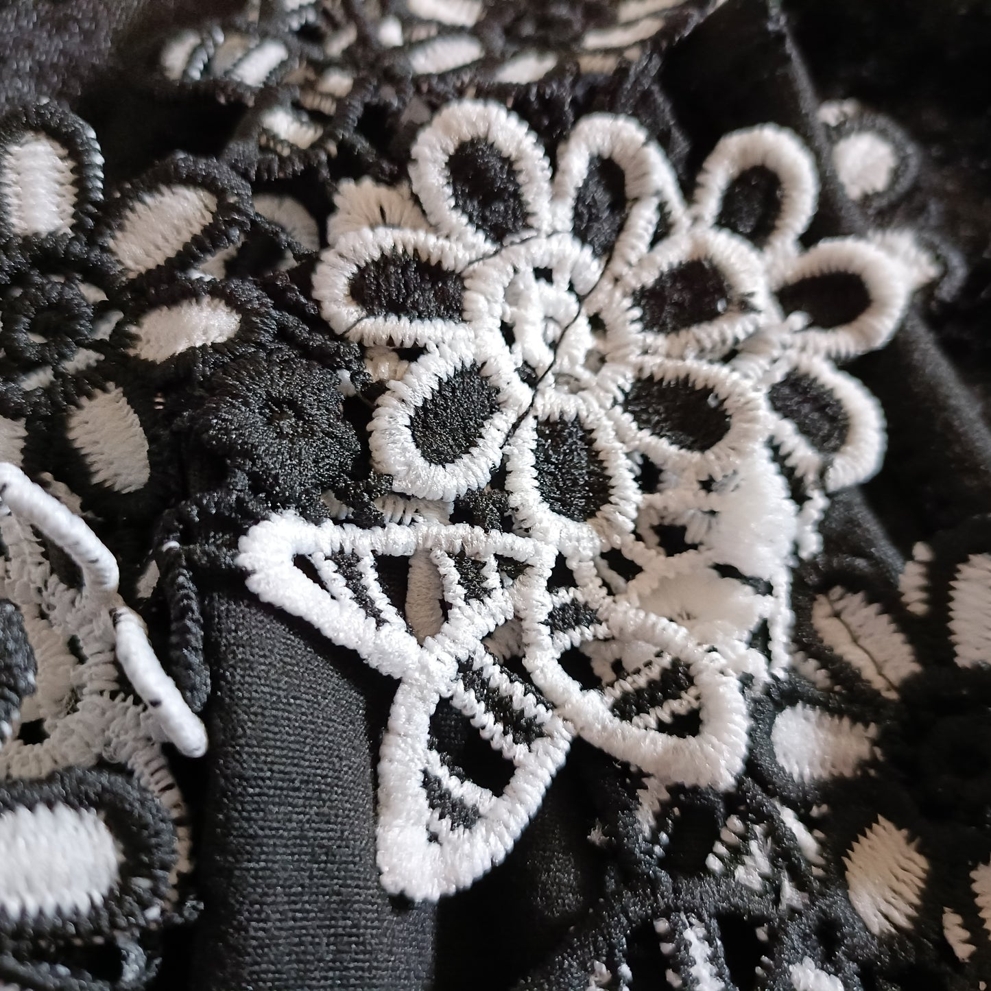 Short Black Dress with Lace Flower Straps