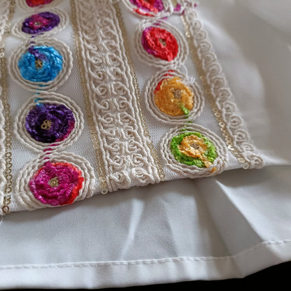 White Blouse with Multi Colour Embroidery Detail