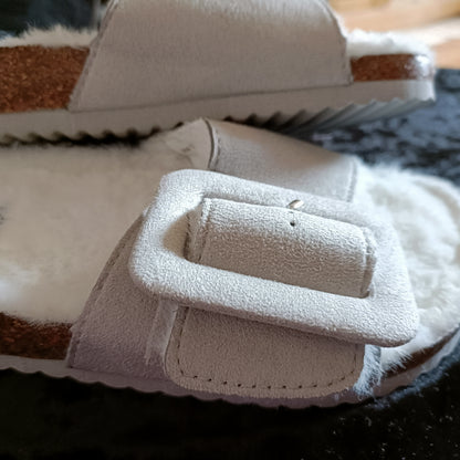 Big Buckle Sliders with Cork Sole