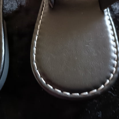 Flat Black Slider Sandals with Black Glitter Straps