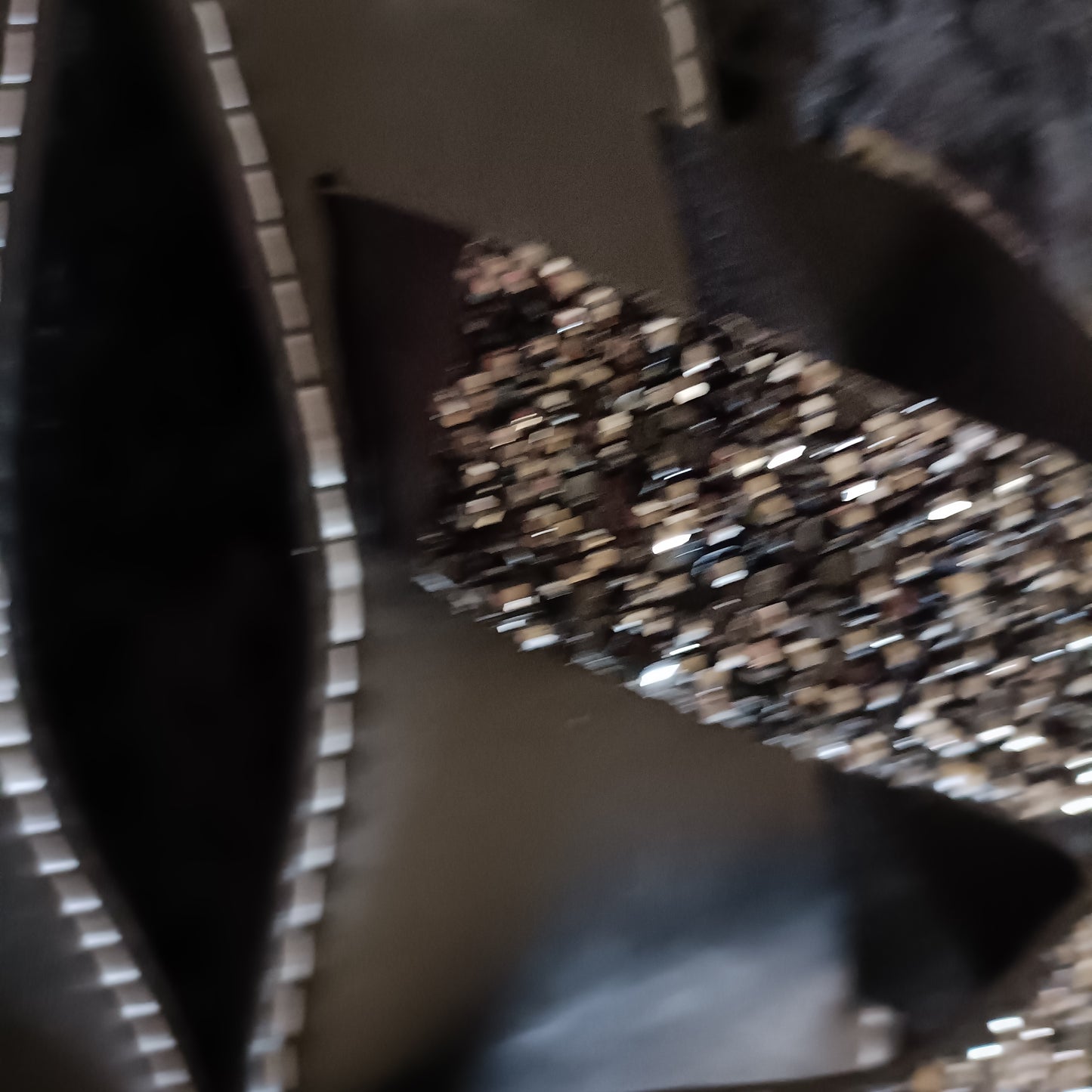 Flat Black Slider Sandals with Black Glitter Straps