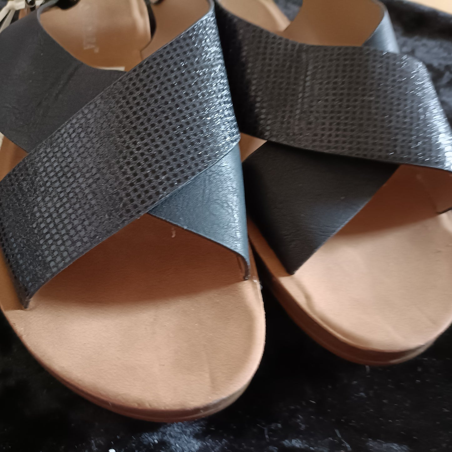 Black Criss Cross Slingback Sandals