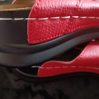 Red Slip On Sandals