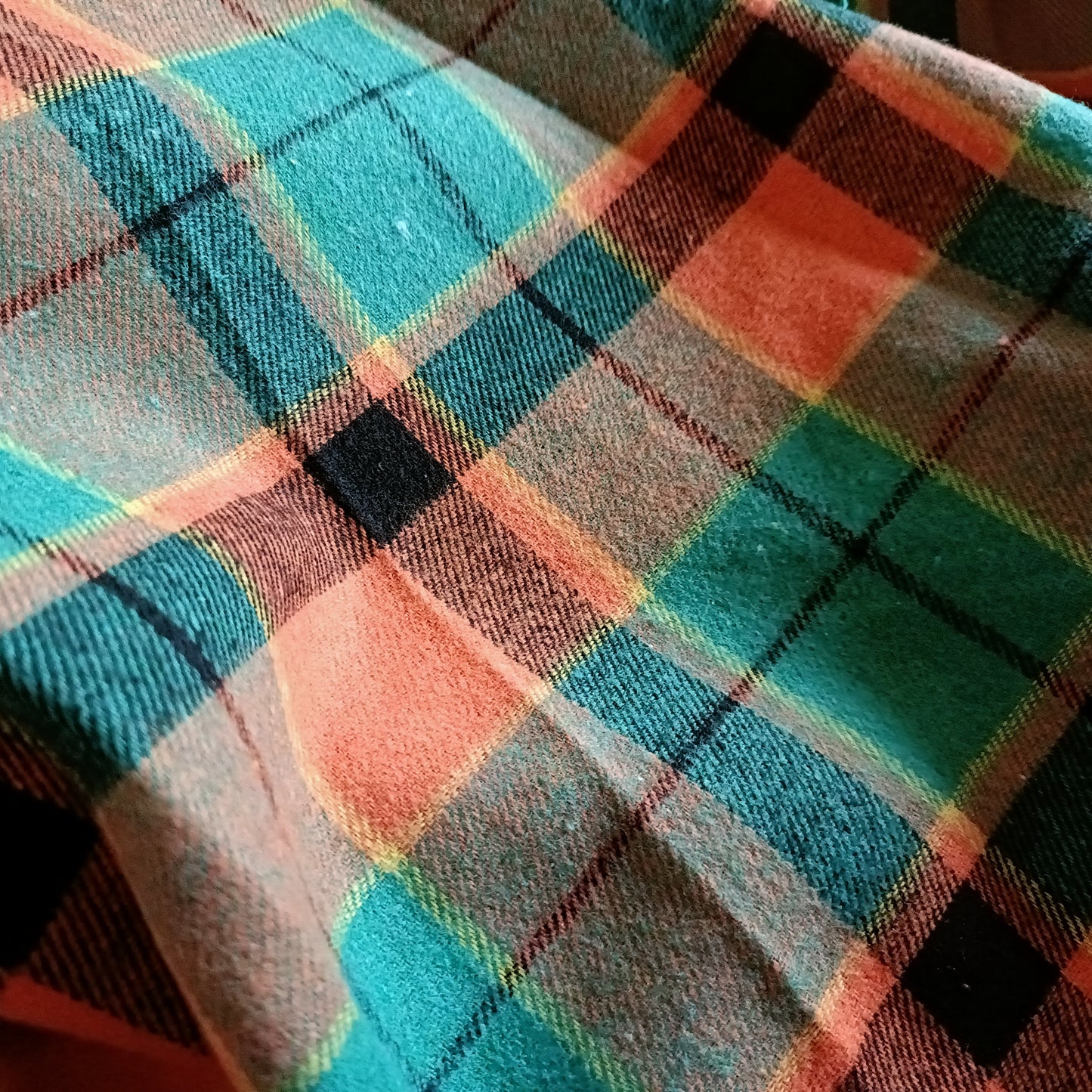 Green and Orange Check Open Front Lightweight Jacket