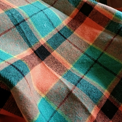 Green and Orange Check Open Front Lightweight Jacket