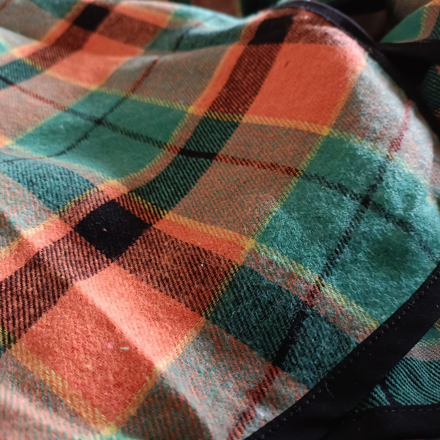 Green and Orange Check Open Front Lightweight Jacket