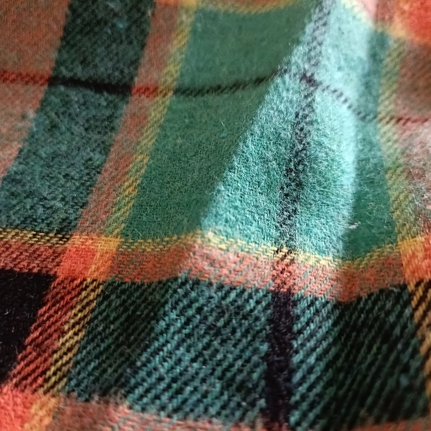Green and Orange Check Open Front Lightweight Jacket