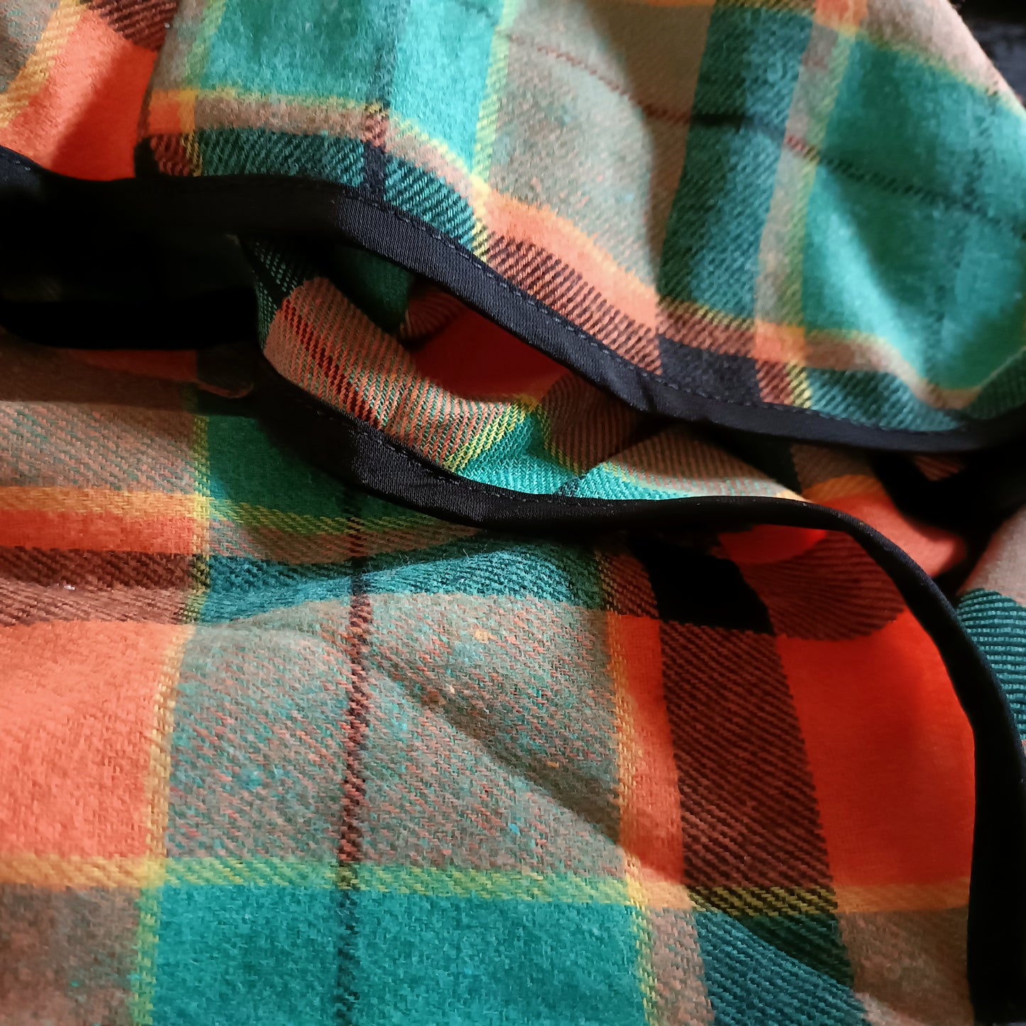 Green and Orange Check Open Front Lightweight Jacket