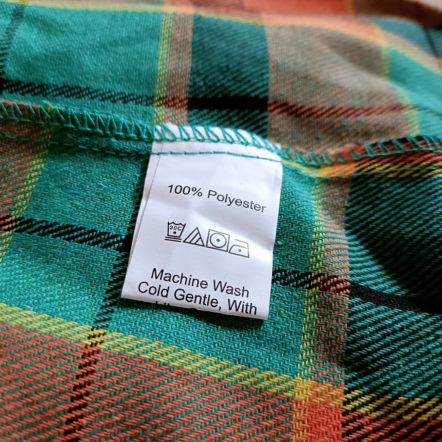 Green and Orange Check Open Front Lightweight Jacket