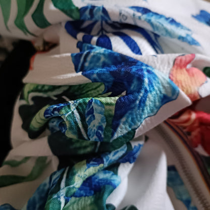 Tropical Flower Print Bomber Style Jacket