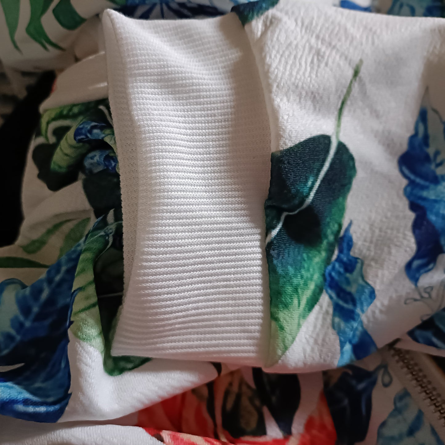 Tropical Flower Print Bomber Style Jacket