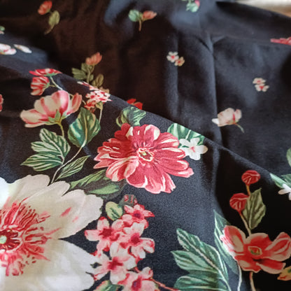 Short Black Floral Skirt