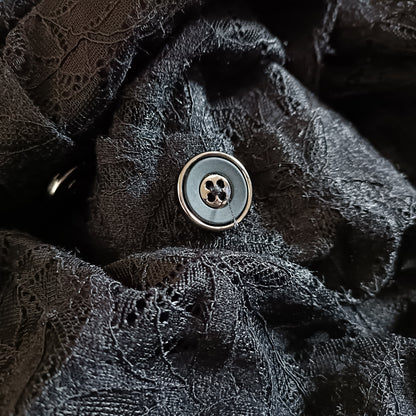 Black Lace Skirt with Button Detail