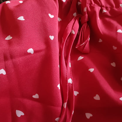 Red Heart Print Skirt with Elasticated Waist and Tie Front