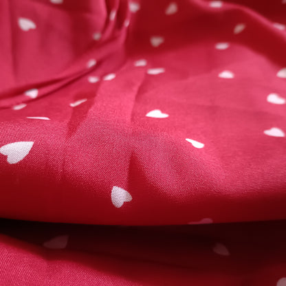Red Heart Print Skirt with Elasticated Waist and Tie Front