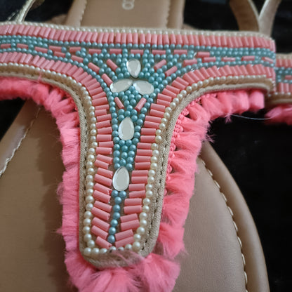 Beaded T Bar Sandals