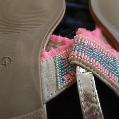 Beaded T Bar Sandals