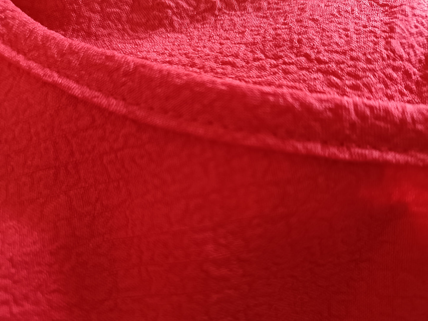 Red Long Sleeve Blouse with Shirred Elasticated Cuffs