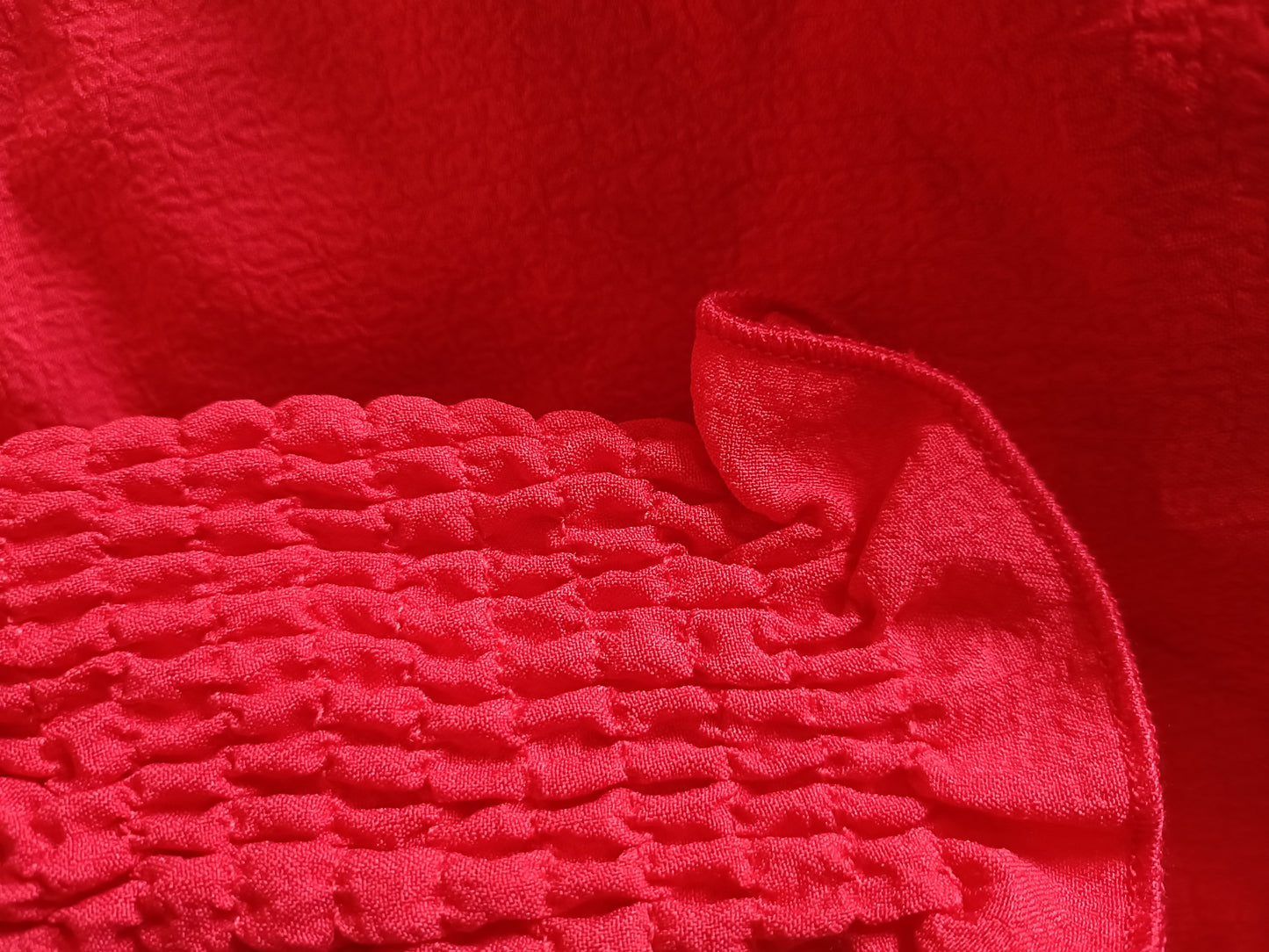 Red Long Sleeve Blouse with Shirred Elasticated Cuffs