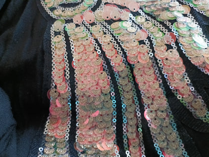 Black Top with Sequin Angel Wings on Back