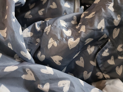 Grey Parka with Heart Print
