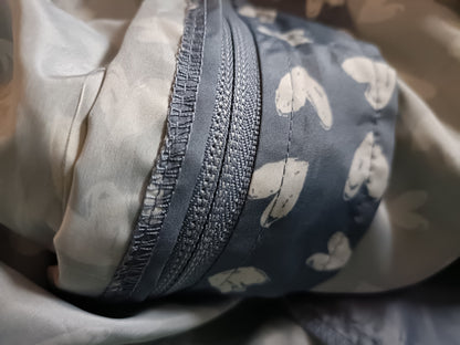 Grey Parka with Heart Print
