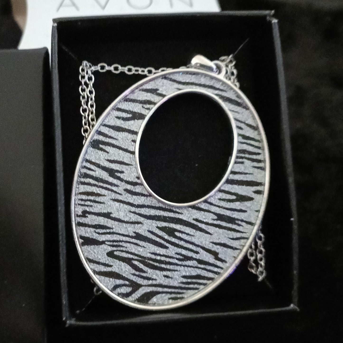 Avon Suzette Zebra Print Necklace