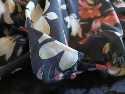 Black Floral Dress with Frill Hem