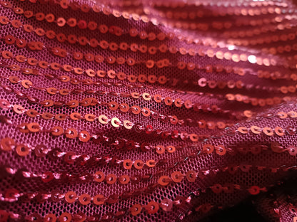 Red V Neck Top with Long Sequin Sleeves
