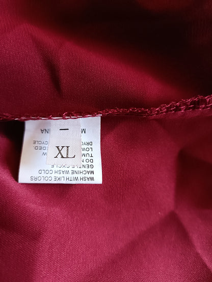 Red V Neck Top with Long Sequin Sleeves