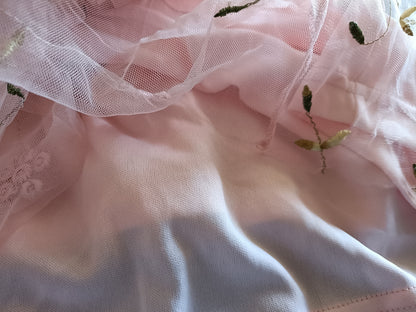 Pink Peplum Top with Floral Lace Overlay