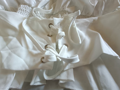 White Gypsy Style Top with Elasticated Waist and Tie Bodice