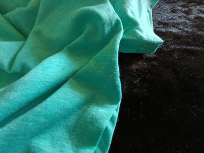 Turquoise/Green Short Sleeve T Shirt with Rounded Hem and Raglan Sleeves