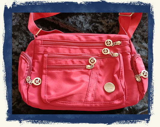 Dark Red Multipocketed Cross body Bag