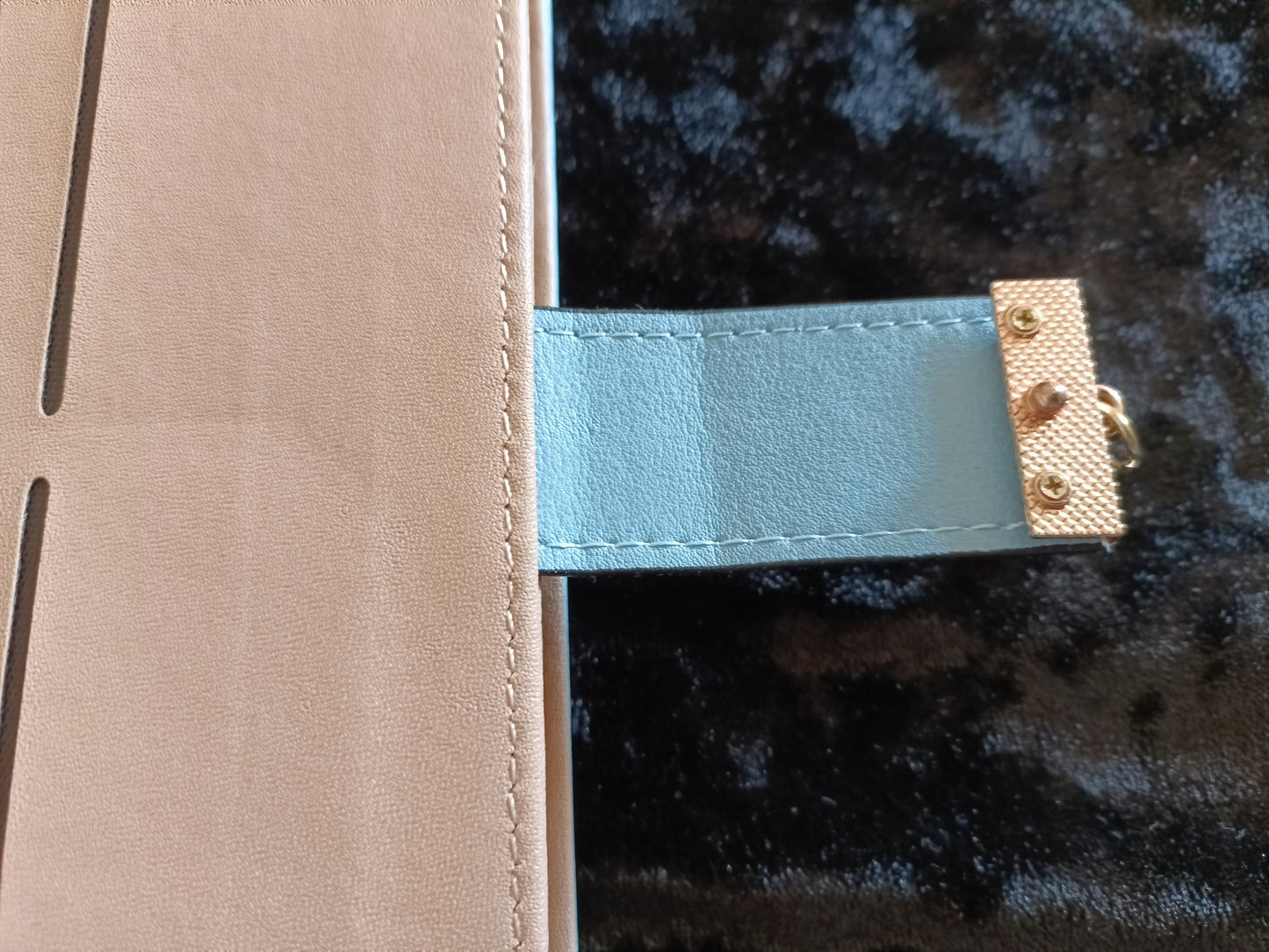 Large Blue Purse with Cut Out Leaf Design