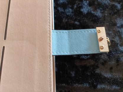 Large Blue Purse with Cut Out Leaf Design