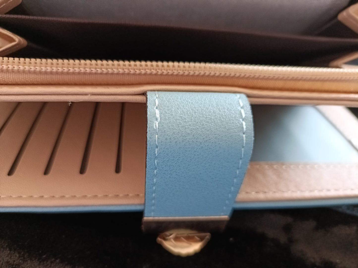 Large Blue Purse with Cut Out Leaf Design