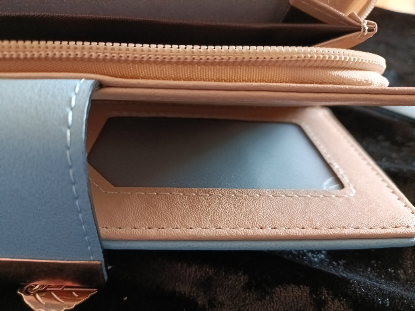 Large Blue Purse with Cut Out Leaf Design