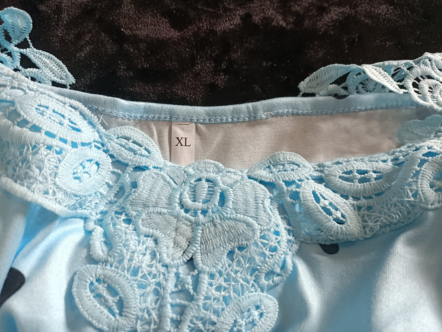 Blue Cold Shoulder Top with Heart Print and Lace Straps
