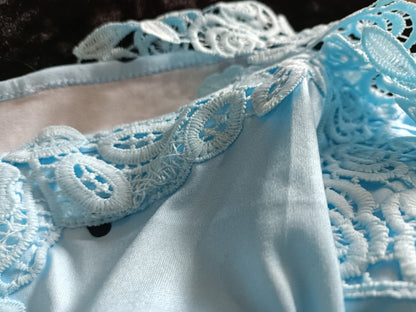 Blue Cold Shoulder Top with Heart Print and Lace Straps