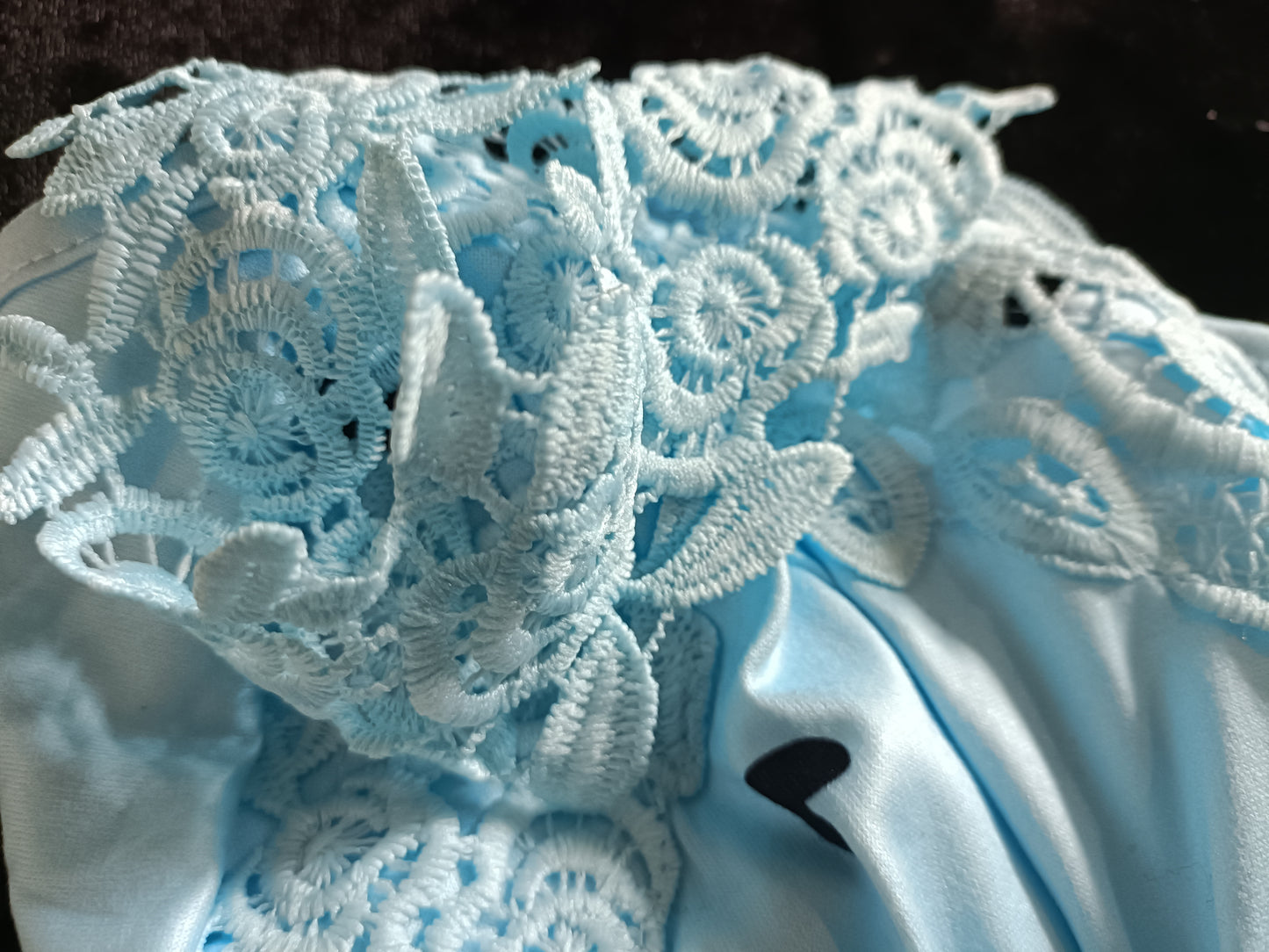 Blue Cold Shoulder Top with Heart Print and Lace Straps