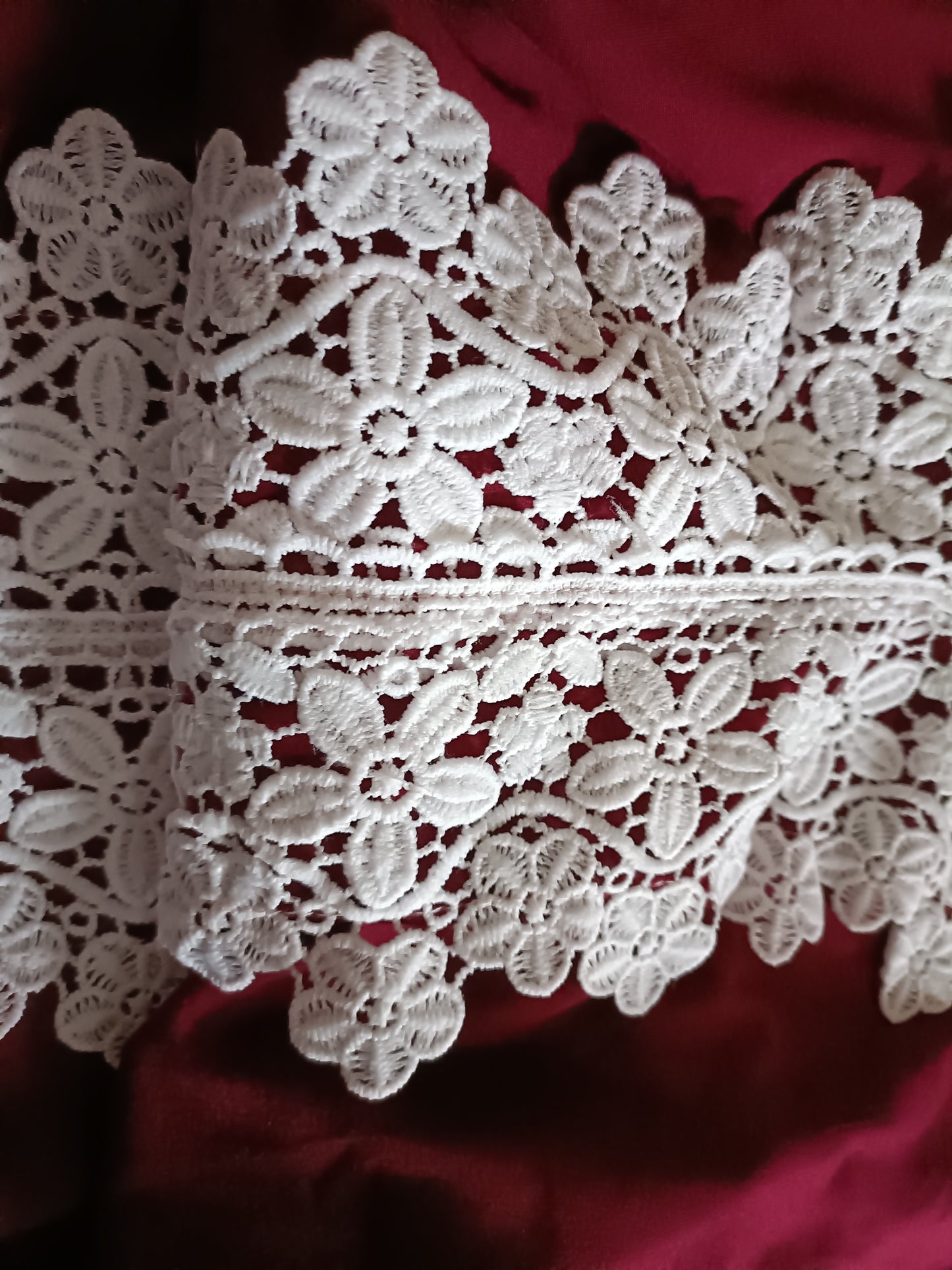 Dark Red Strappy Top with Lace Front
